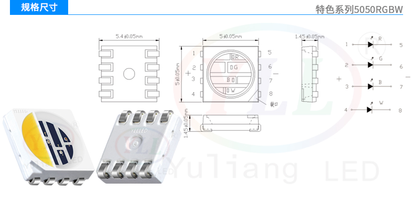 特色系列5050RGBW規格尺寸