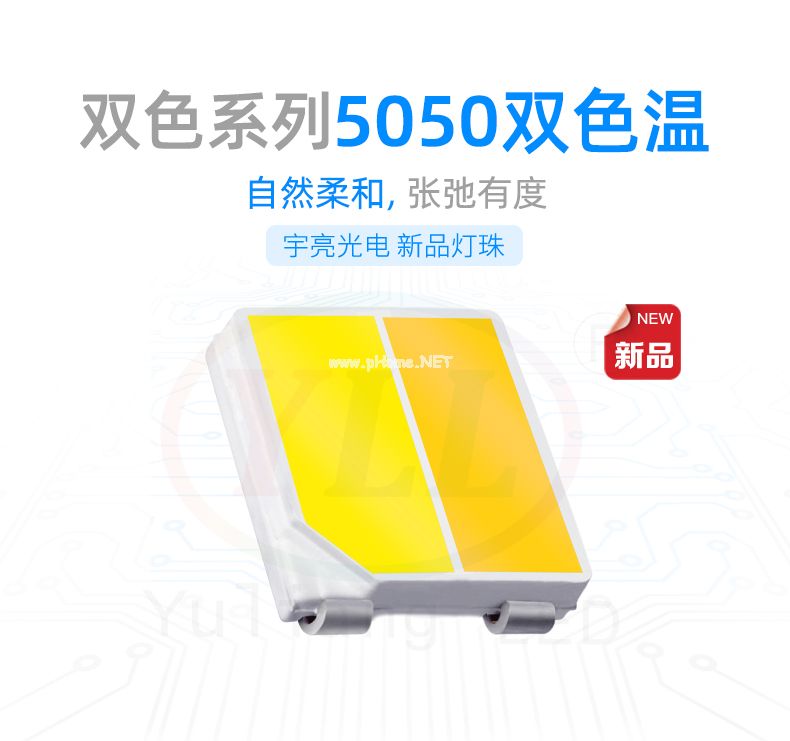 5050雙色溫燈珠,貼片LED燈珠,深圳燈珠廠家,裝飾燈具,暖白光,正白光