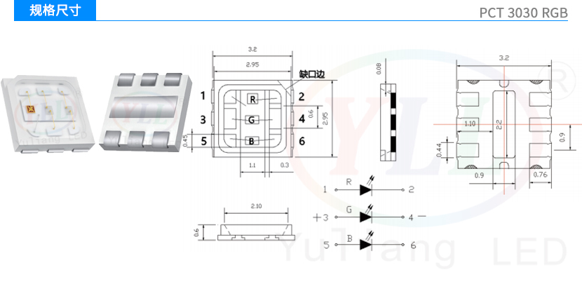 PCT3030RGB氛圍燈規(guī)格尺寸