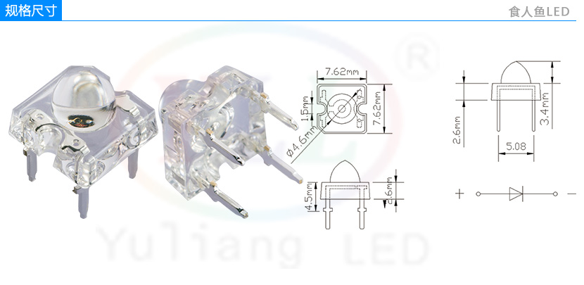 3mm食人魚LED燈珠規(guī)格尺寸