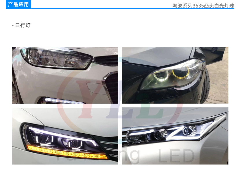 陶瓷3535凸頭白光車用日行燈產品應用